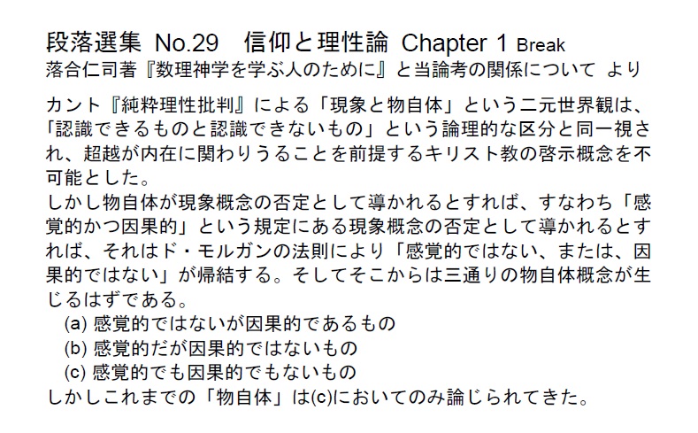 ダイジェストカード029「ド・モルガンの法則と物自体概念」の文字画像